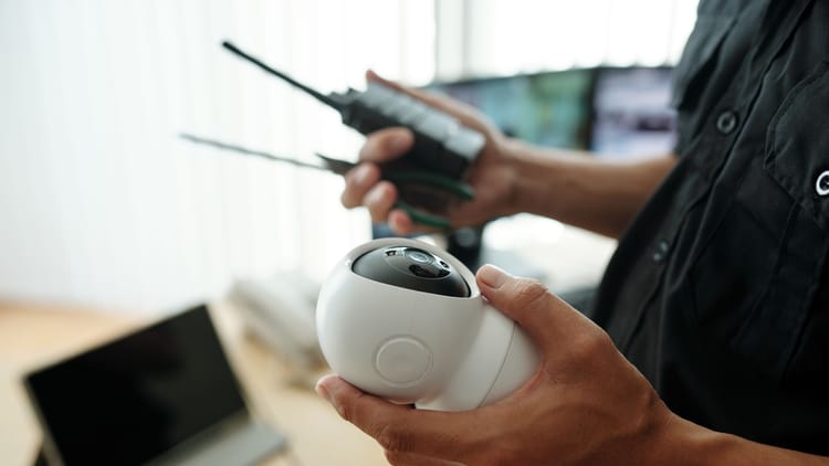 off grid security camera rv in the hands of a boondocker setting up his remote system
